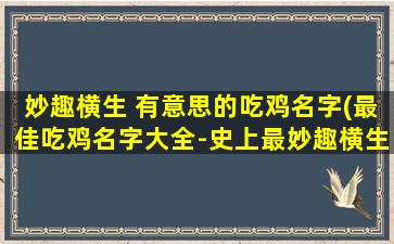 妙趣横生 有意思的吃鸡名字(最佳吃鸡名字大全-史上最妙趣横生的游戏名称)